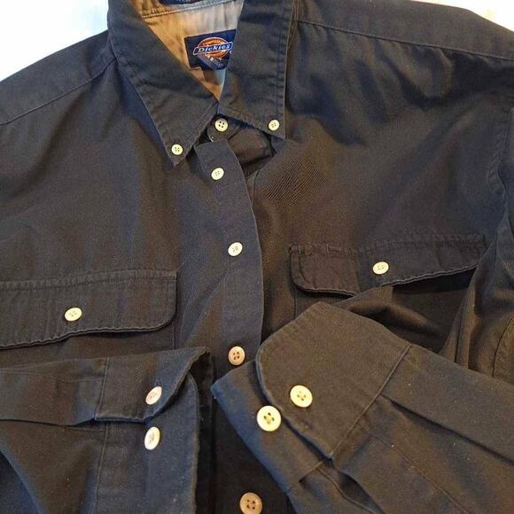 Dickies Men's Button Down Shirts Black Long Sleeve Collar Pockets M - Picture 9 of 9